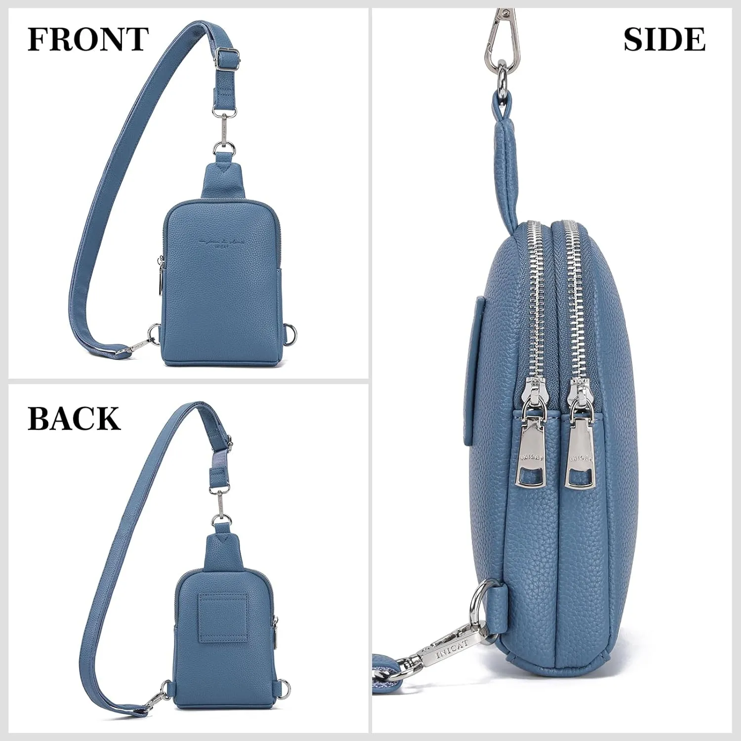 INICAT Small Crossbody Sling Bags for Women Vegan Leather Cell Phone Purse Fanny Packs for Women Men