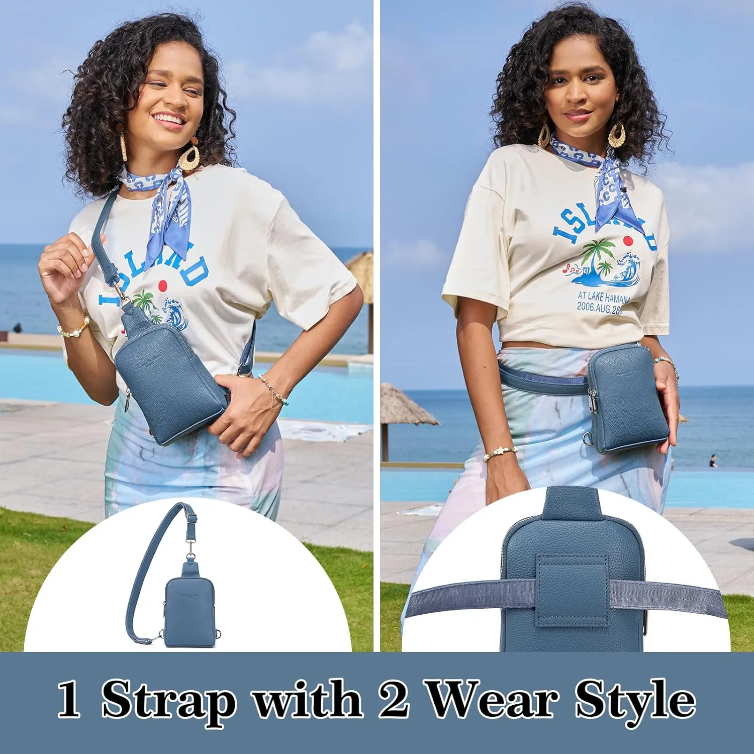 INICAT Small Crossbody Sling Bags for Women Vegan Leather Cell Phone Purse Fanny Packs for Women Men