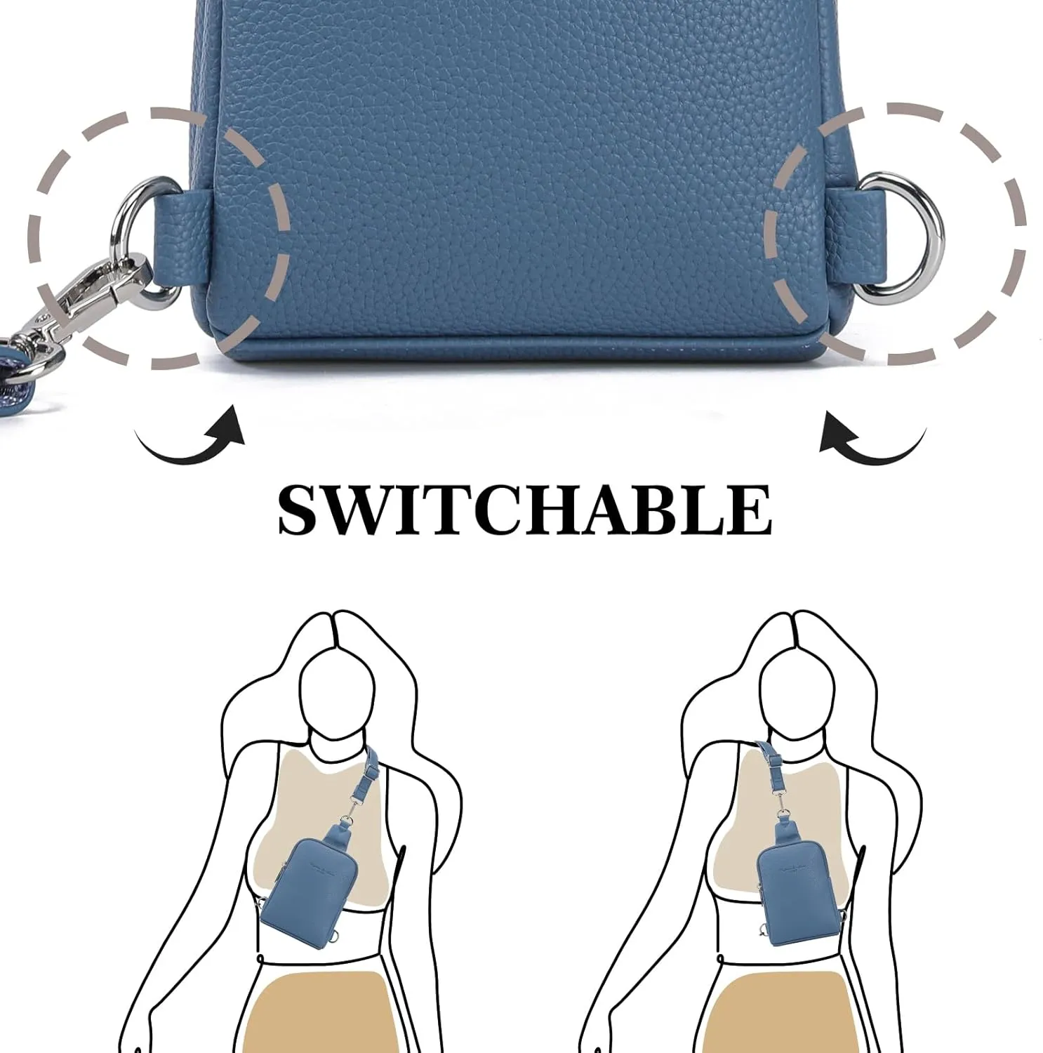 INICAT Small Crossbody Sling Bags for Women Vegan Leather Cell Phone Purse Fanny Packs for Women Men