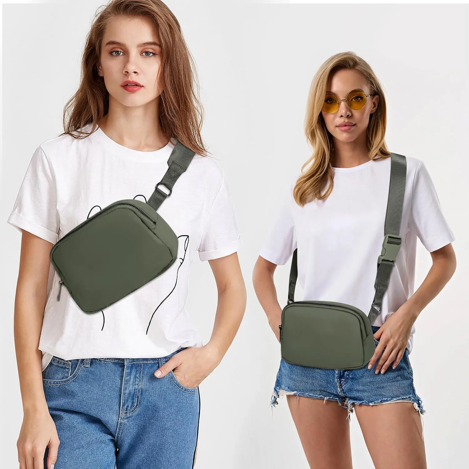 INTINI Everywhere Belt Bag – Large, Crossbody Fanny Pack Women 56 Inch Plus Size Waist Cross Body Fashion Olive Green