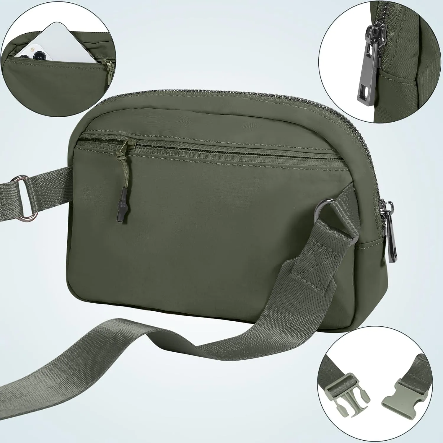 INTINI Everywhere Belt Bag – Large, Crossbody Fanny Pack Women 56 Inch Plus Size Waist Cross Body Fashion Olive Green