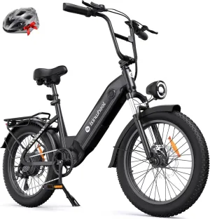 isinwheel U8 Electric Bike for Adults,1000W Peak Motor Ebike,Max 20/28MPH 75-105Miles Range Electric Bicycle,48V 13AH/18AH Battery Commuting 20" Step Thru Fat Tire Ebikes for Adults,7 Speed Gearing