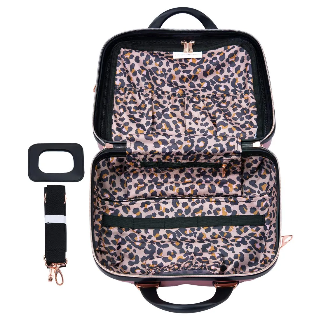it luggage- Vanity Case-St. Tropez-Rose Gold with Rosegold & Black trimmings-14 inches-Hand Bag for Women-Cosmetic Box-Hardsided-Polycarbonate Makeup Box-36cms