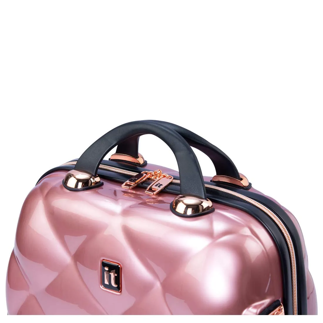 it luggage- Vanity Case-St. Tropez-Rose Gold with Rosegold & Black trimmings-14 inches-Hand Bag for Women-Cosmetic Box-Hardsided-Polycarbonate Makeup Box-36cms