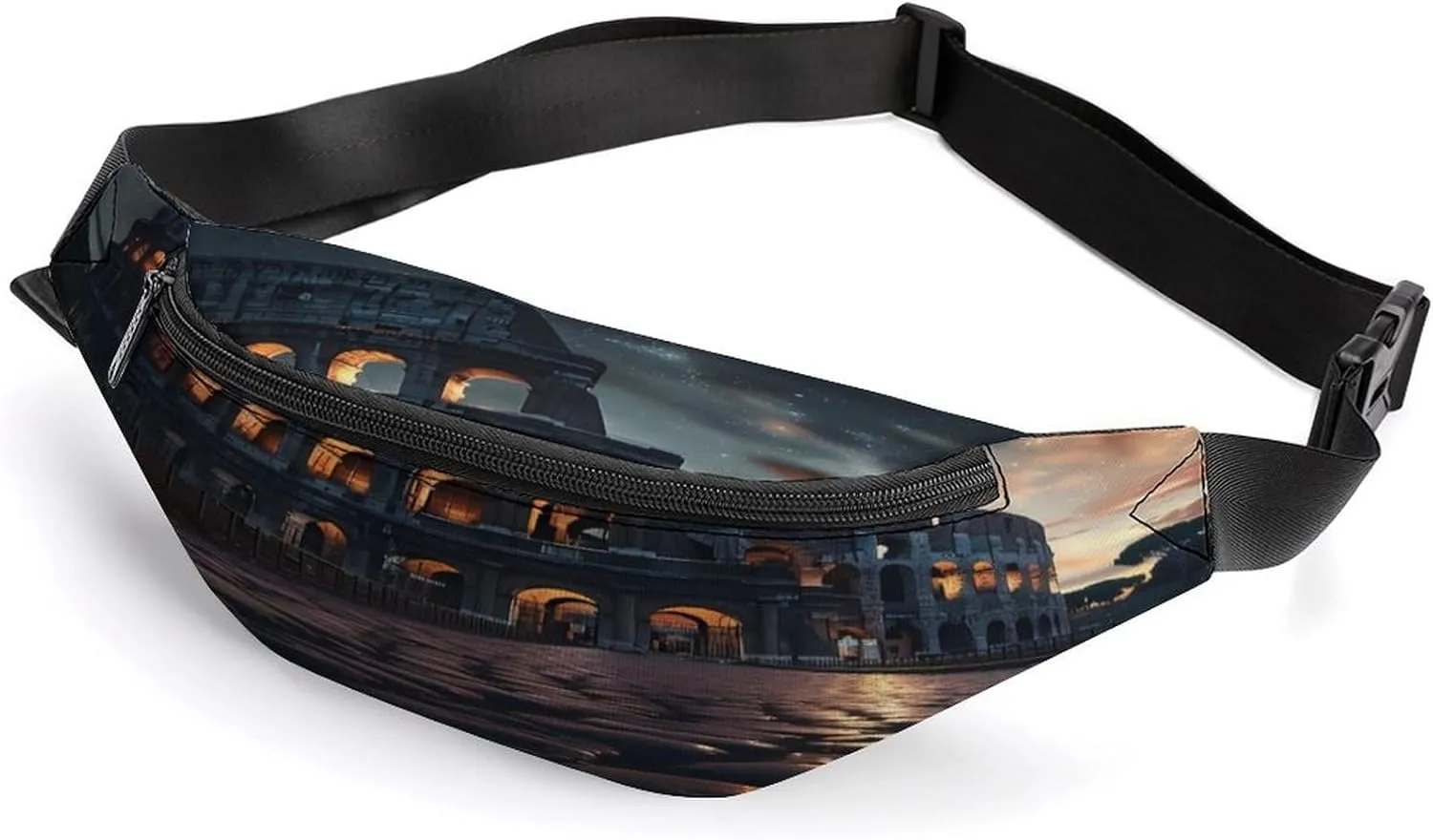 Italy Ancient Roman Landmarks Night Fanny Pack Crossbody Bag Waist Pack Chest Bag Sling Backpack for Enjoy Sports Workout Traveling Running