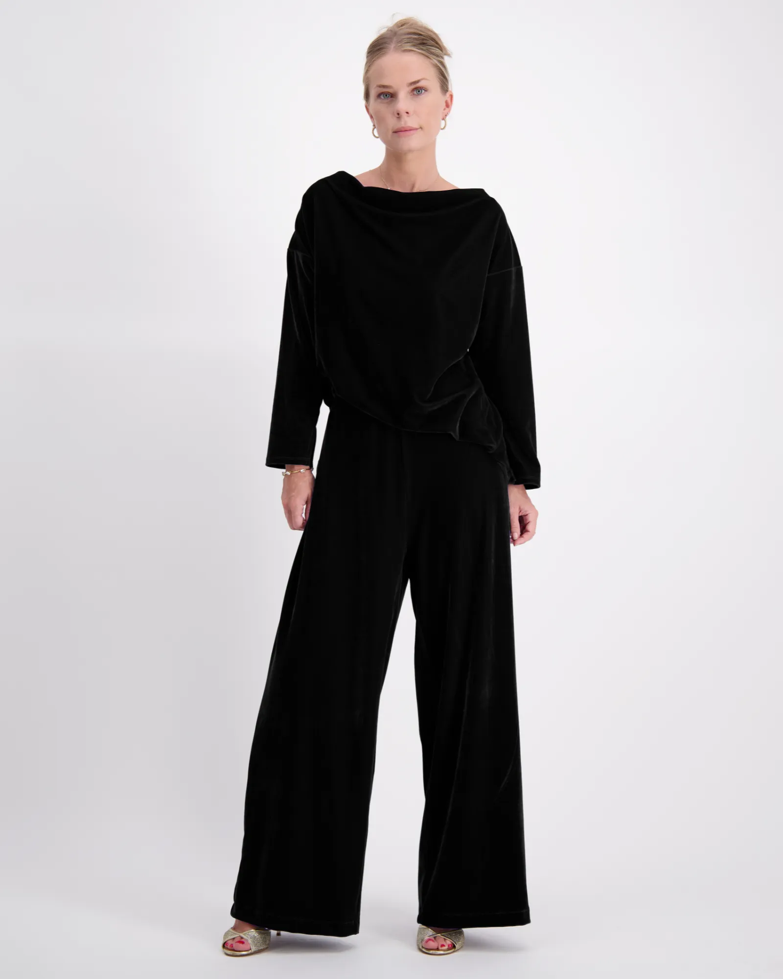 Jessie Adaptive Wide Leg Velvet Pants | Wheelchair-Friendly Luxury Evening Wear