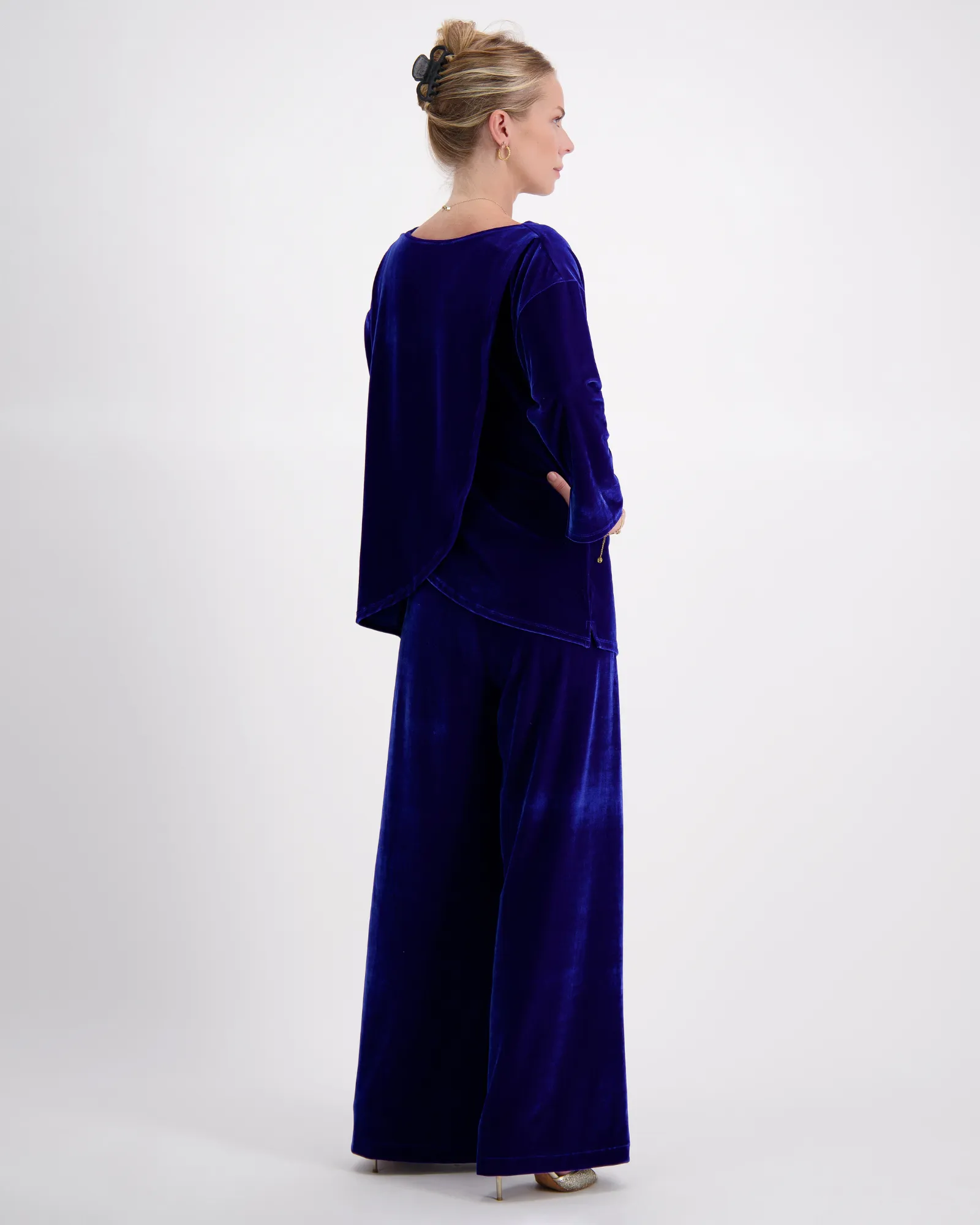 Jessie Adaptive Wide Leg Velvet Pants | Wheelchair-Friendly Luxury Evening Wear