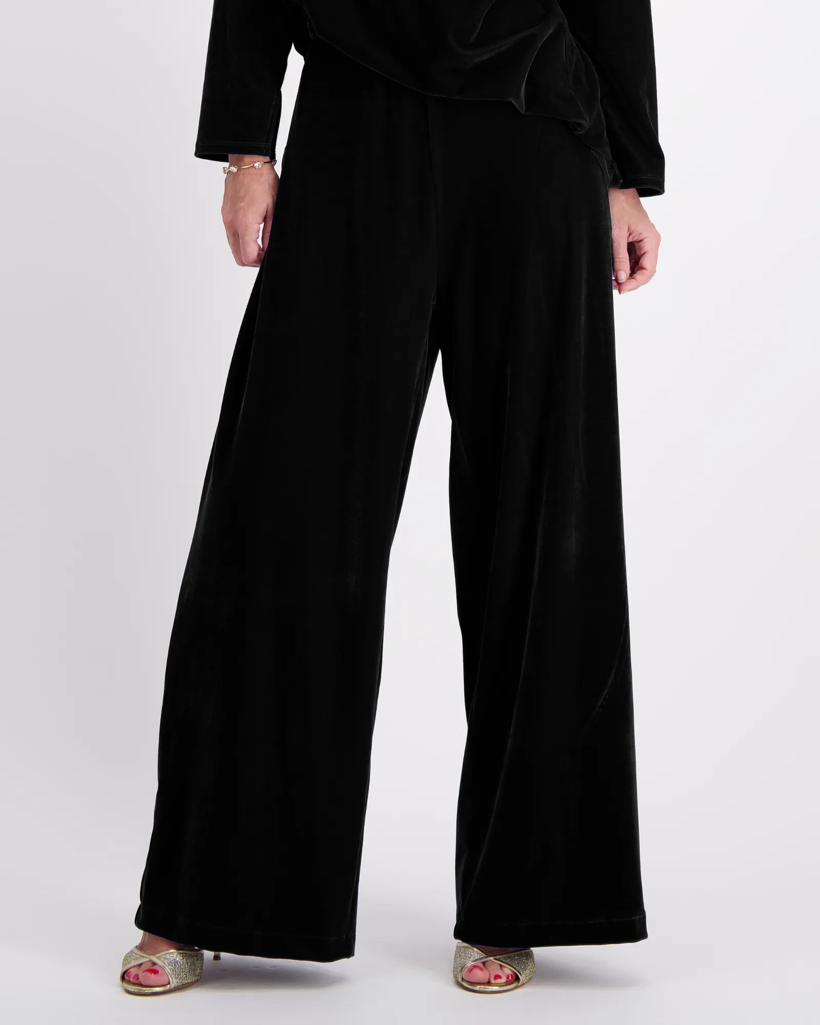 Jessie Adaptive Wide Leg Velvet Pants | Wheelchair-Friendly Luxury Evening Wear
