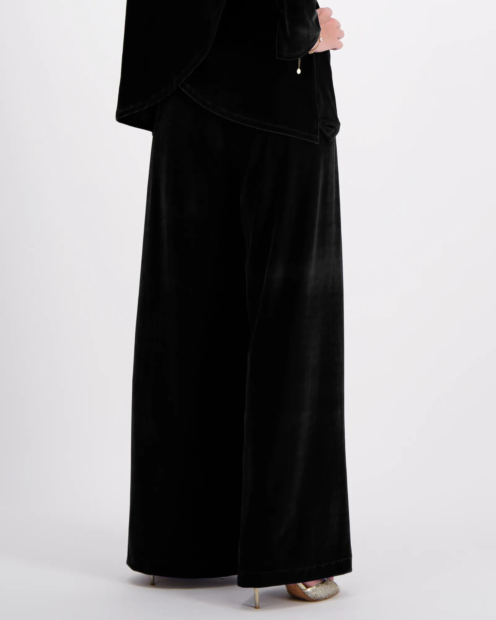Jessie Adaptive Wide Leg Velvet Pants | Wheelchair-Friendly Luxury Evening Wear