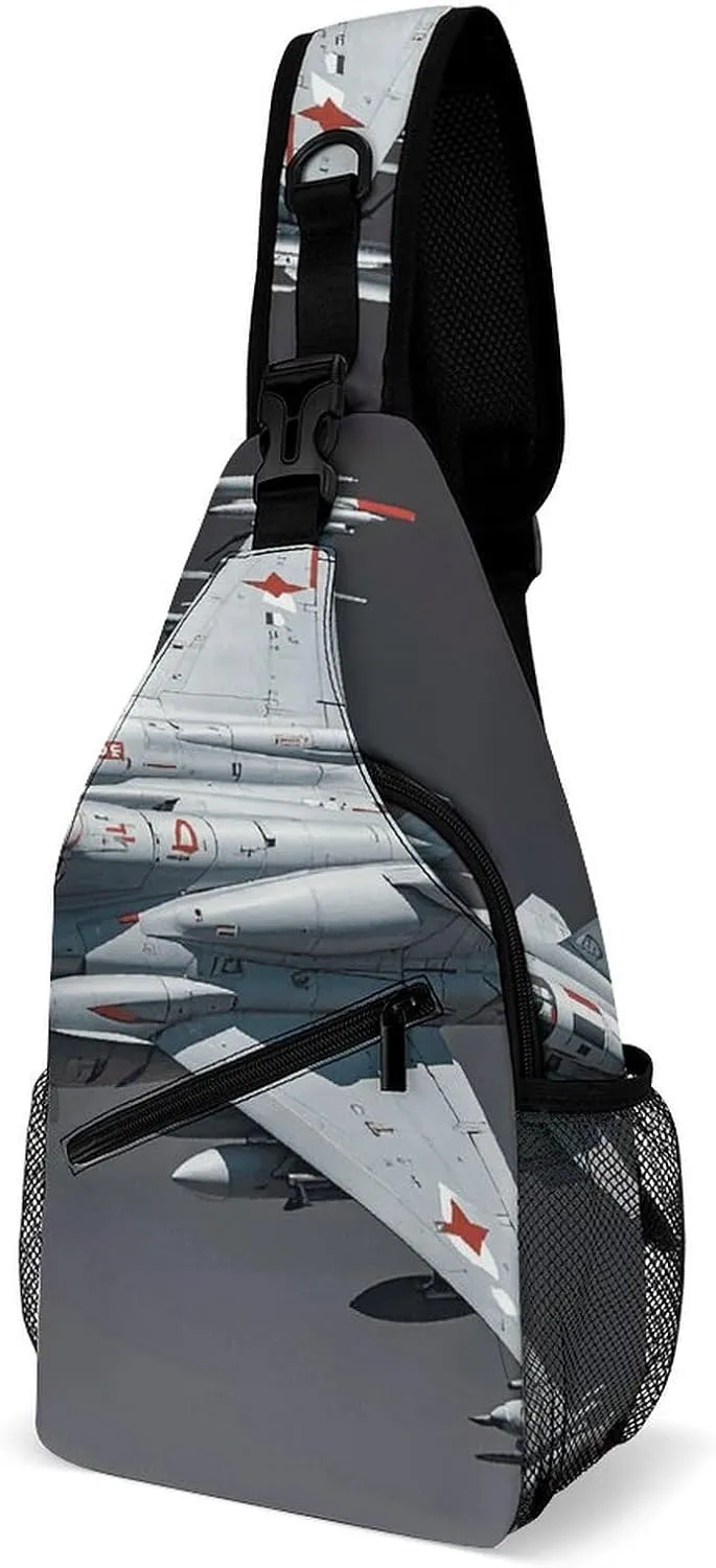 Jet Fighter Crossbody Sling Bag for Women Men Sling Backpack Travel Chest Bag Pack Man Purse Shoulder Bags Daypack for Travel Hiking Cycling