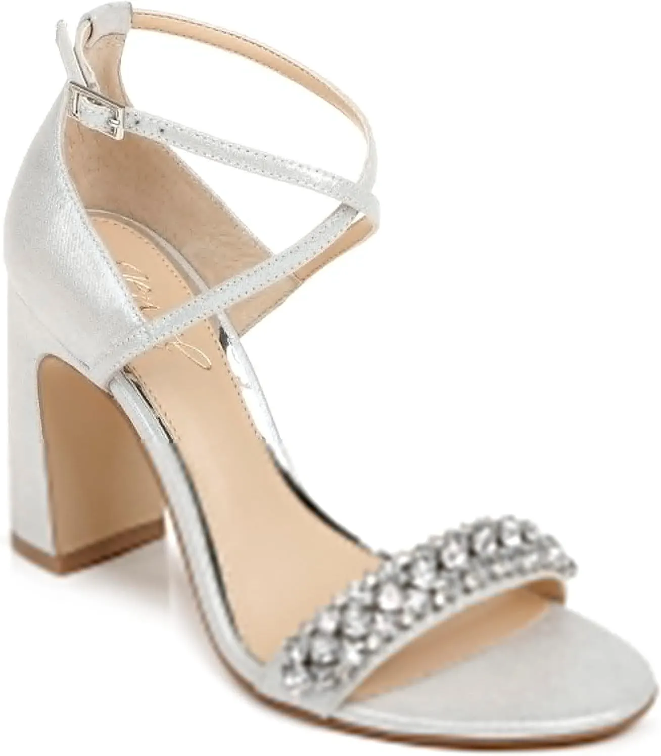 Jewel Badgley Mischka Penny Crystal Embellished Block Heel