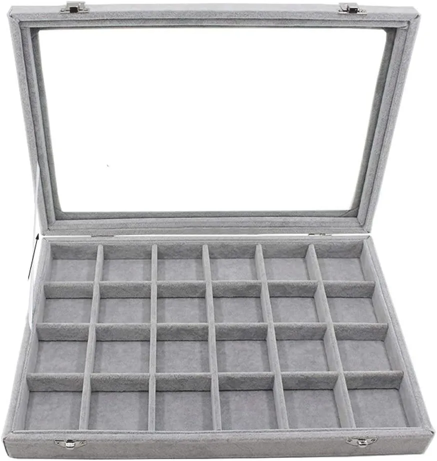 Jewellery Box Jewelry Box Organizer Jewelry Box with Clear Lid Ice Velvet Jewelry Storage Box Glass Jewelry Display Case Store Showcase Box Gifts for Girls Women Jewelry Organizer jewellery box (Jewel