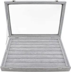 Jewellery Box Jewelry Box Organizer Jewelry Box with Clear Lid Ice Velvet Jewelry Storage Box Glass Jewelry Display Case Store Showcase Box Gifts for Girls Women Jewelry Organizer jewellery box (Jewel