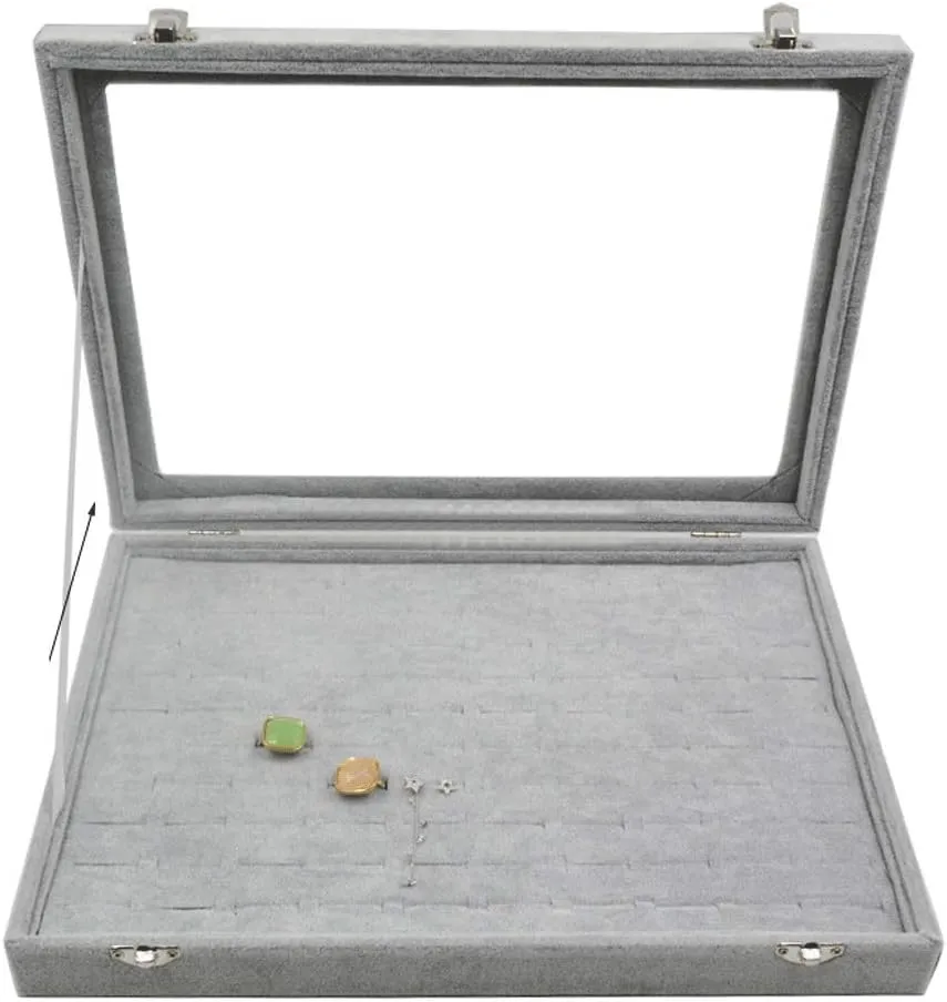 Jewellery Box Jewelry Box Organizer Jewelry Box with Clear Lid Ice Velvet Jewelry Storage Box Glass Jewelry Display Case Store Showcase Box Gifts for Girls Women Jewelry Organizer jewellery box (Jewel