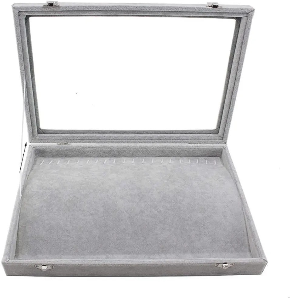 Jewellery Box Jewelry Box Organizer Jewelry Box with Clear Lid Ice Velvet Jewelry Storage Box Glass Jewelry Display Case Store Showcase Box Gifts for Girls Women Jewelry Organizer jewellery box (Jewel