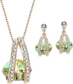 Jewelry Yellow Crystal Set Pendant Necklace Drop Earrings 17" Embellished with Crystals from Swarovski
