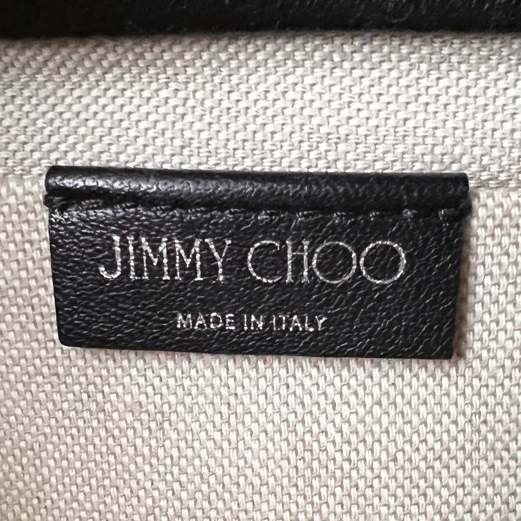 Jimmy Choo Black Leather Denim Star Studded Drawstring Bucket Crossbody Shoulder Bag Excellent