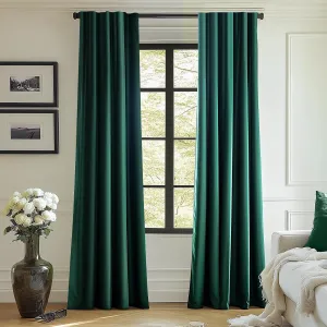 jinchan Curtains Velvet Blackout Curtain for Living Room, Thermal Insulated Drape for Bedroom 96 Inch Long, Room Darkening Window Treatment Rod Pocket 1 Panel, Emerald Green