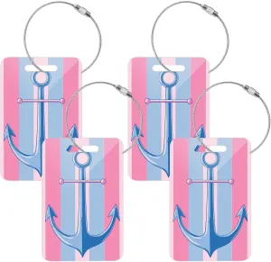 JIPONI 4 Pcs Spear Luggage Tags for Suitcases, Acrylic Travel Tags Sets for Luggage, Bag Suitcase Tags, Personalized Print for Identify Quickly, M