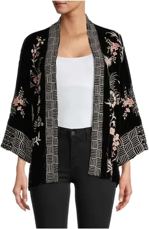 Johnny Was Women's Valentina Velvet Cropped Kimono