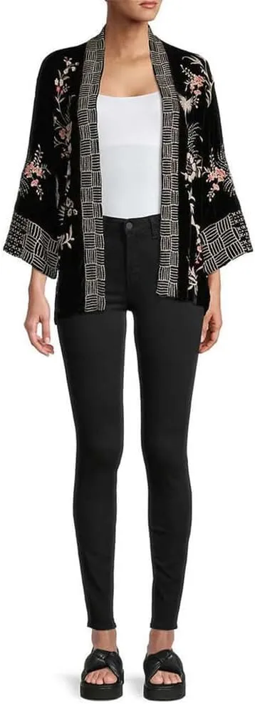 Johnny Was Women's Valentina Velvet Cropped Kimono