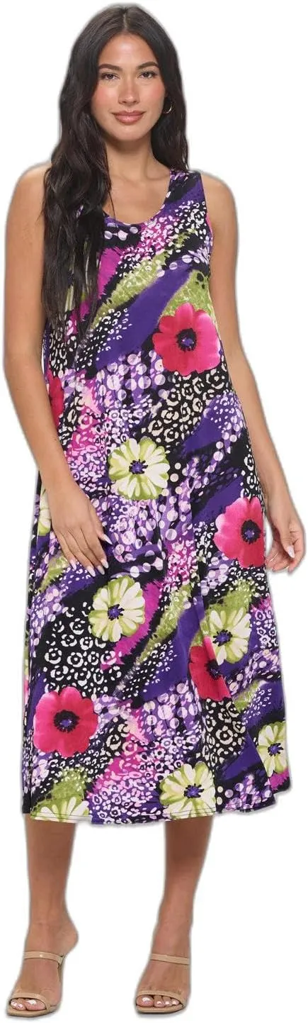 Jostar Print Long Tank Dress Print -7000BN-TRP1-W408