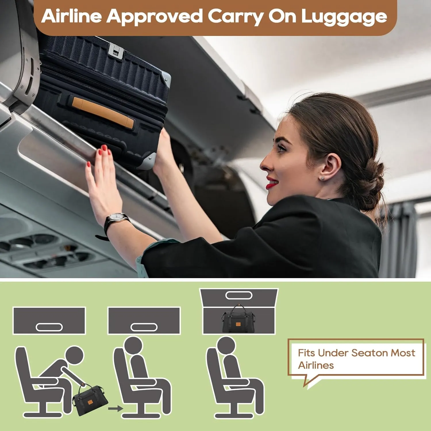 Joyway 5 Piece Luggage Set with Cup Holder, Expandable 25% Capacity, Includes Handbag, Anti Slip Wheels, Hook, Smart Carry On Suitcase for Men and Women, Spinner Travel Black