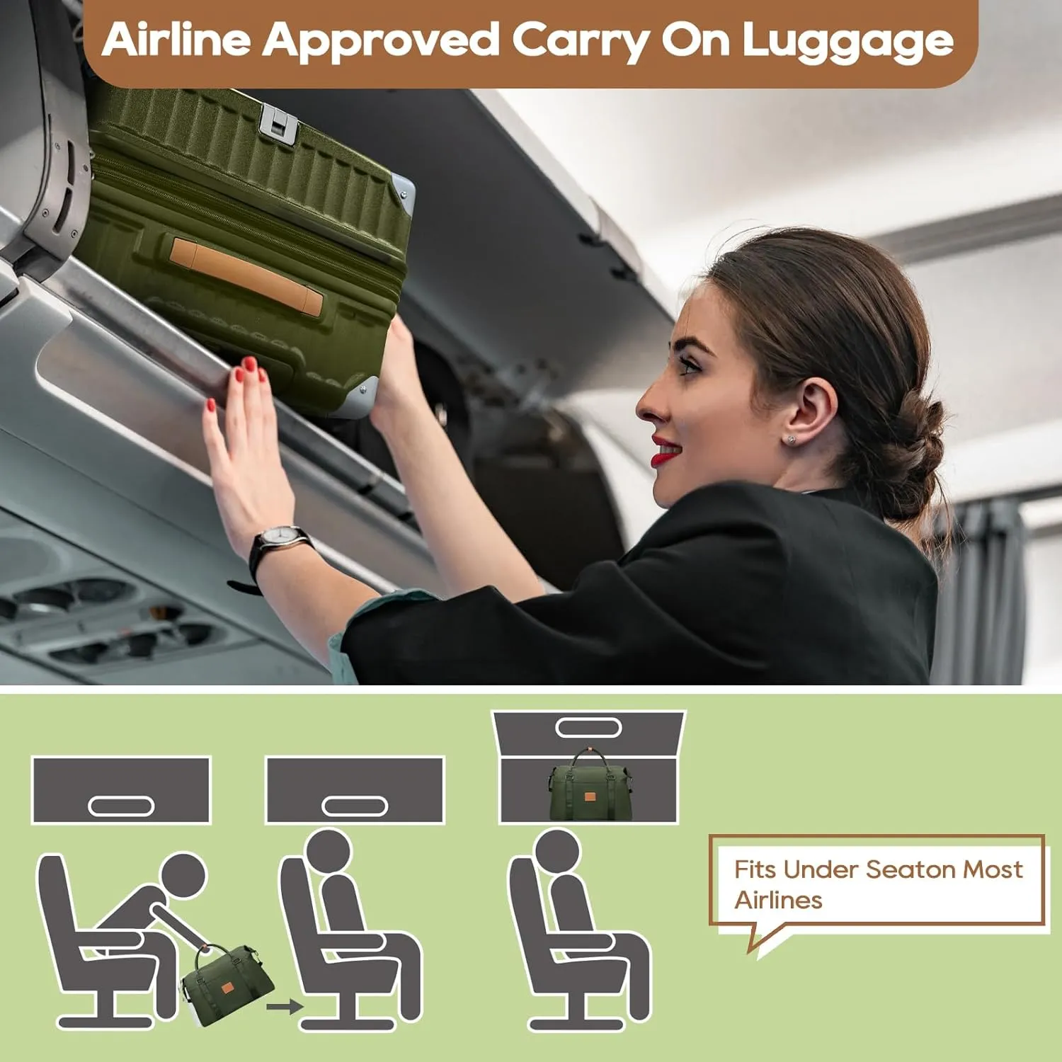 Joyway 5 Piece Luggage Set with Cup Holder, Expandable 25% Capacity, Includes Handbag, Anti Slip Wheels, Hook, Smart Carry On Suitcase for Men and Women, Spinner Travel DarkGreen