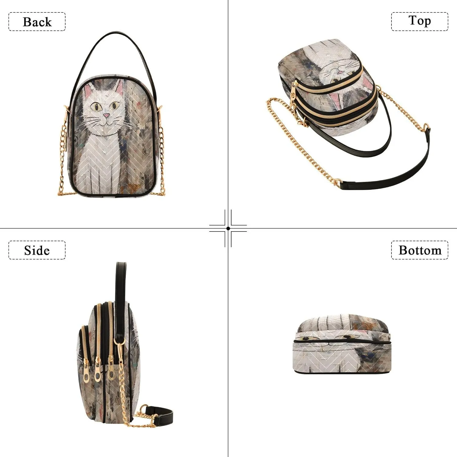 JSTEL Small Crossbody Bag for Women with Compartments,Long Gold Chain Crossbody Purse Polyester Phone Purse Wallet