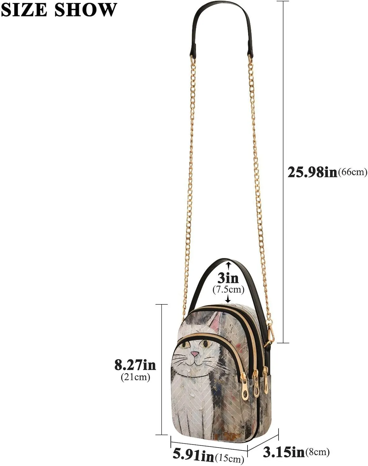 JSTEL Small Crossbody Bag for Women with Compartments,Long Gold Chain Crossbody Purse Polyester Phone Purse Wallet