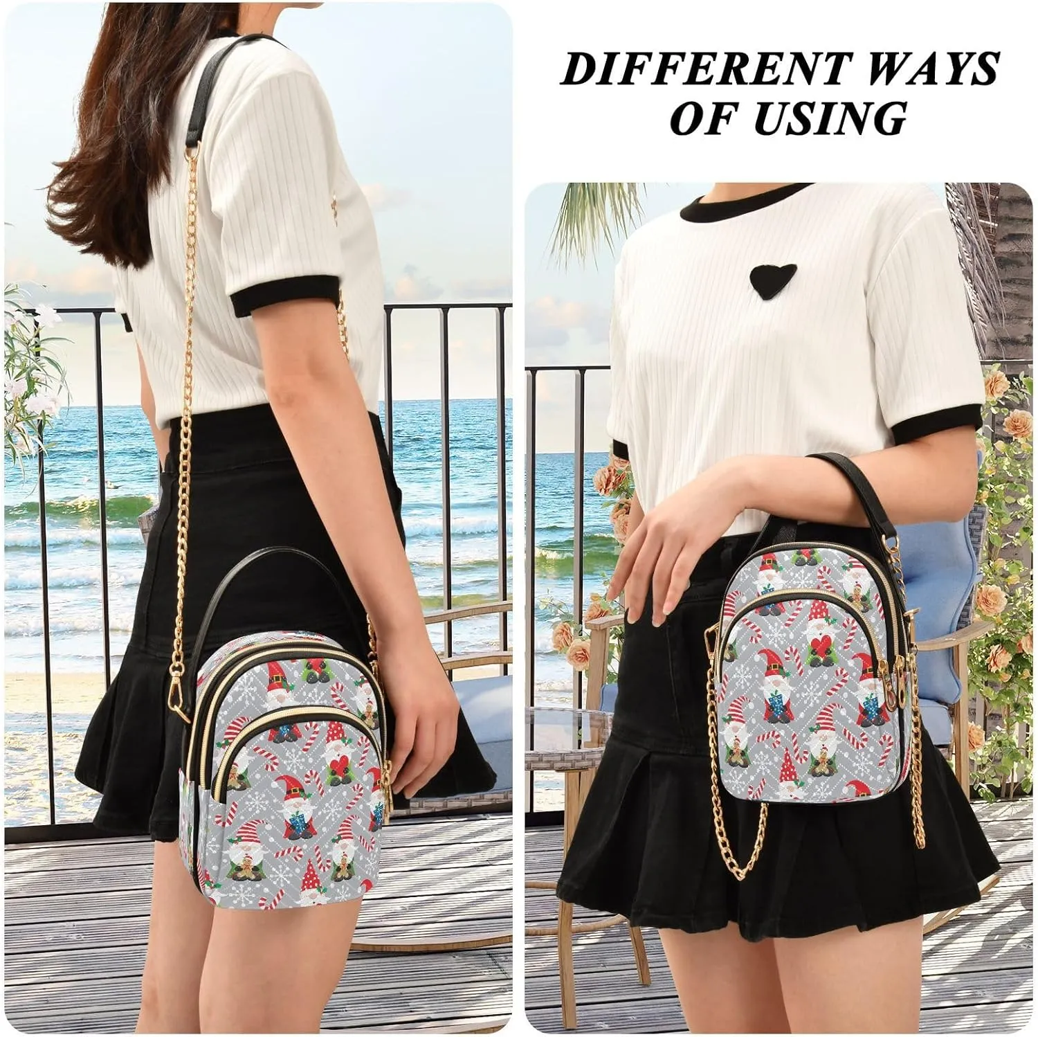 JSTEL Small Crossbody Bag for Women with Compartments,Long Strap Crossbody Purse Polyester Phone Purse Wallet