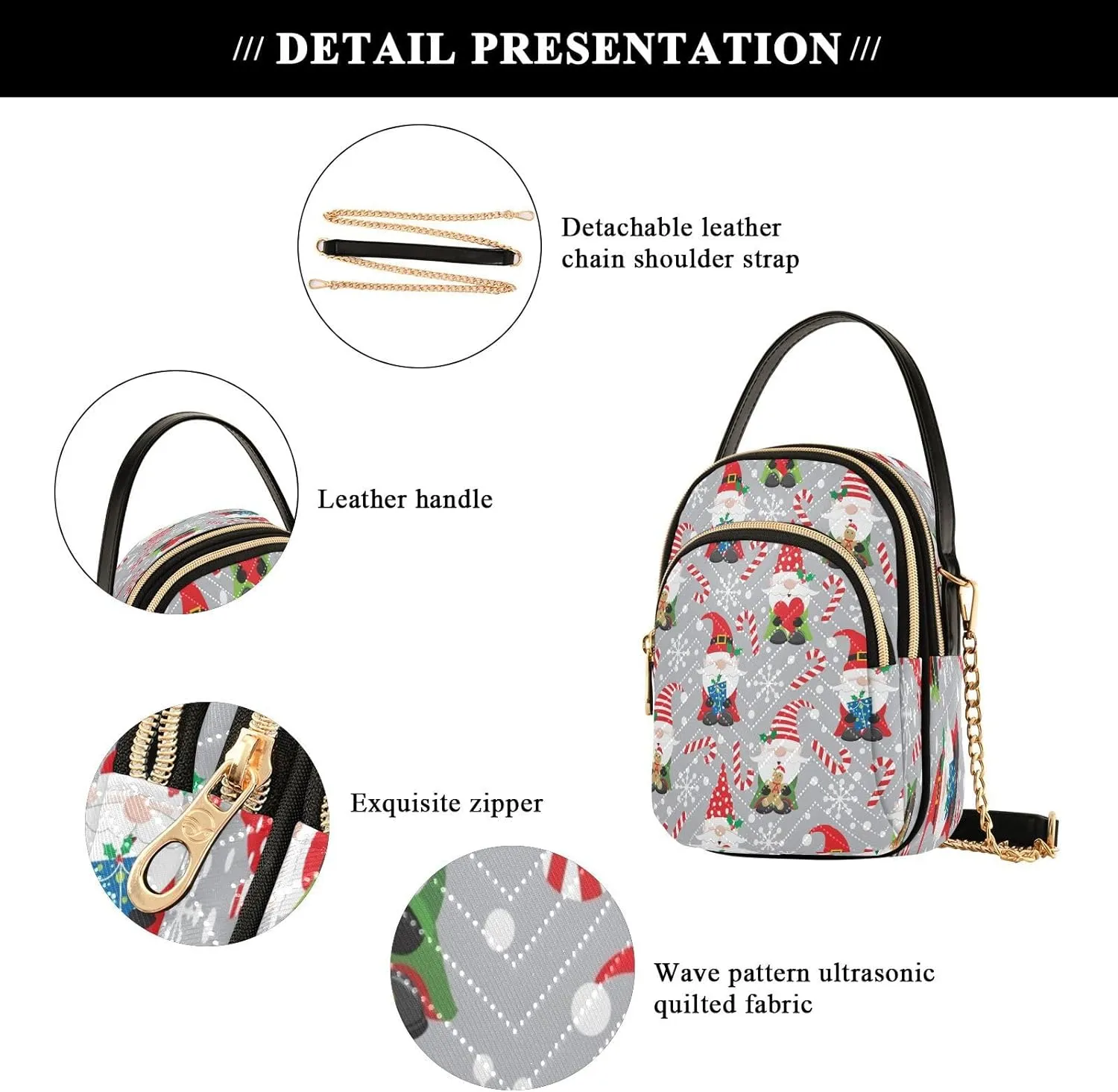 JSTEL Small Crossbody Bag for Women with Compartments,Long Strap Crossbody Purse Polyester Phone Purse Wallet
