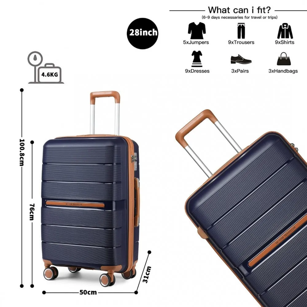 K2392L - British Traveller 24 Inch Multi-Texture Polypropylene Hard Shell Suitcase With TSA Lock - Cream