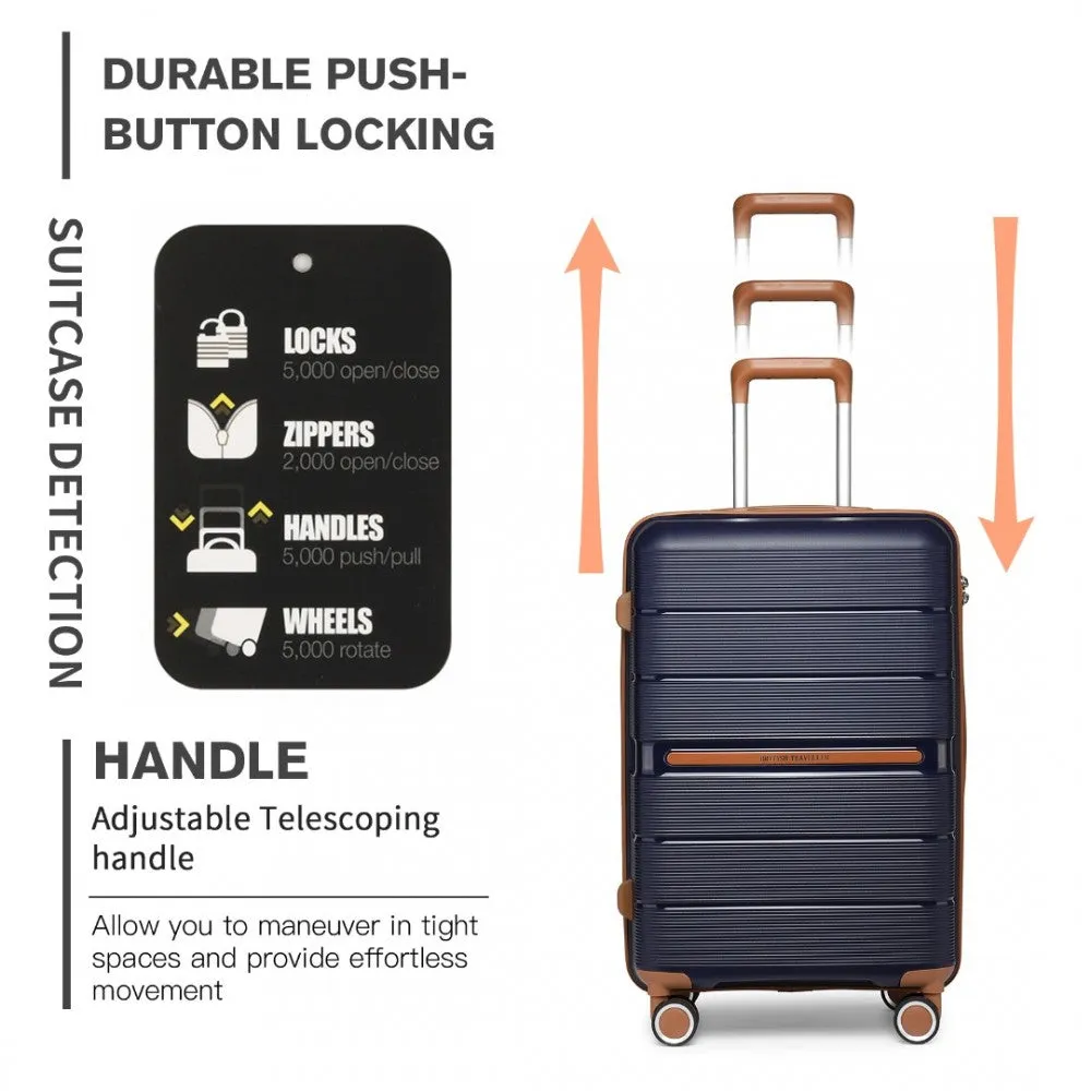 K2392L - British Traveller 24 Inch Multi-Texture Polypropylene Hard Shell Suitcase With TSA Lock - Cream