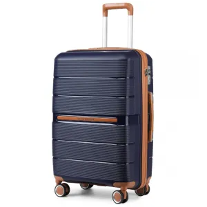 K2392L - British Traveller 24 Inch Multi-Texture Polypropylene Hard Shell Suitcase With TSA Lock - Cream