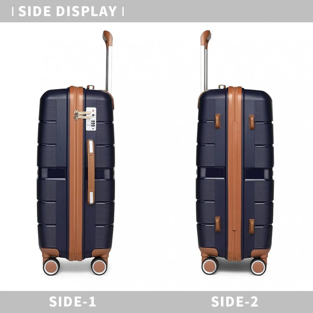 K2392L - British Traveller 24 Inch Multi-Texture Polypropylene Hard Shell Suitcase With TSA Lock - Cream