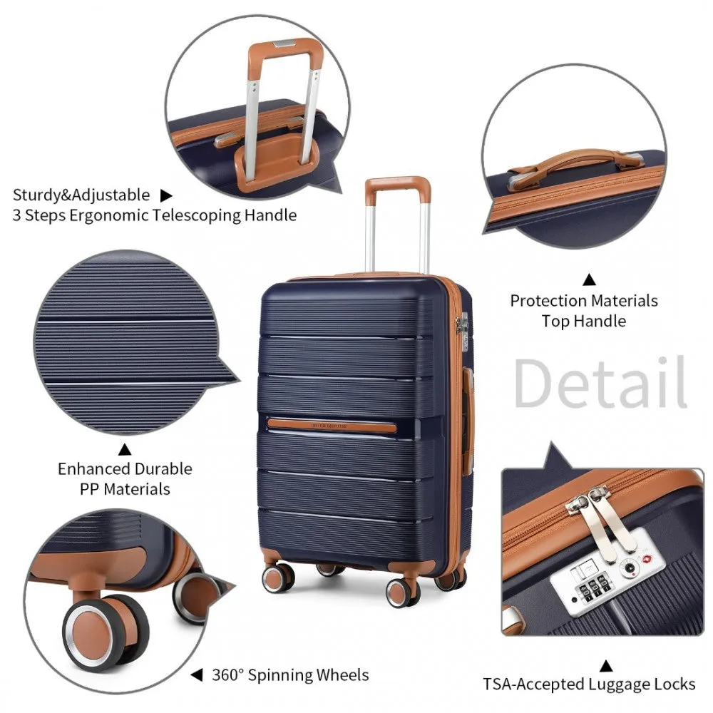 K2392L - British Traveller 24 Inch Multi-Texture Polypropylene Hard Shell Suitcase With TSA Lock - Cream