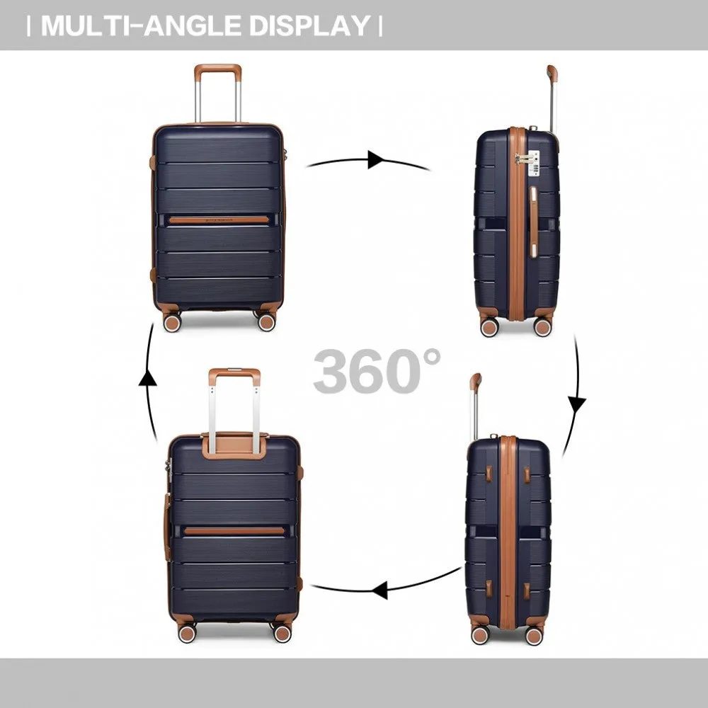 K2392L - British Traveller 24 Inch Multi-Texture Polypropylene Hard Shell Suitcase With TSA Lock - Cream
