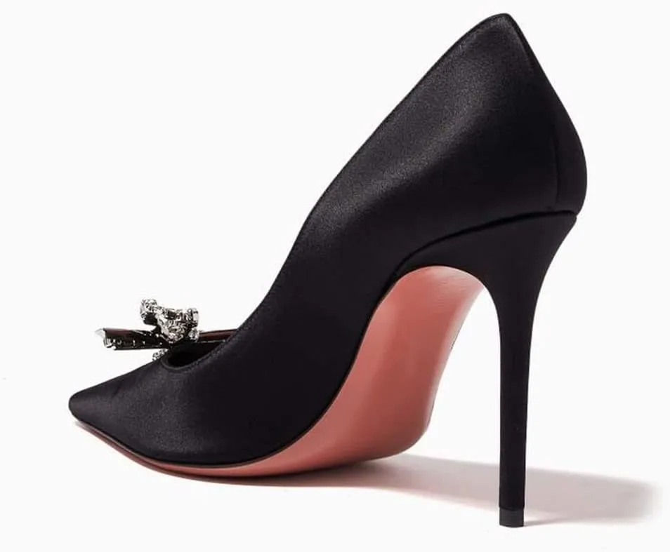 keleimusi Satin Pumps for Women Pumps with Crystal Brooch Dress Heels 3.75 inches