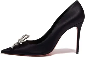 keleimusi Satin Pumps for Women Pumps with Crystal Brooch Dress Heels 3.75 inches