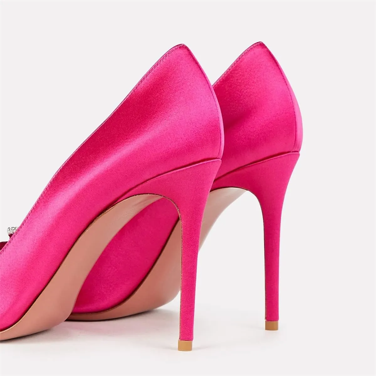 keleimusi Satin Pumps for Women Pumps with Crystal Brooch Dress Heels 3.75 inches