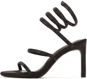 keleimusi Womens Ankle-Wrap Up Heeled Sandals Glitter Spiral Strappy High Heels