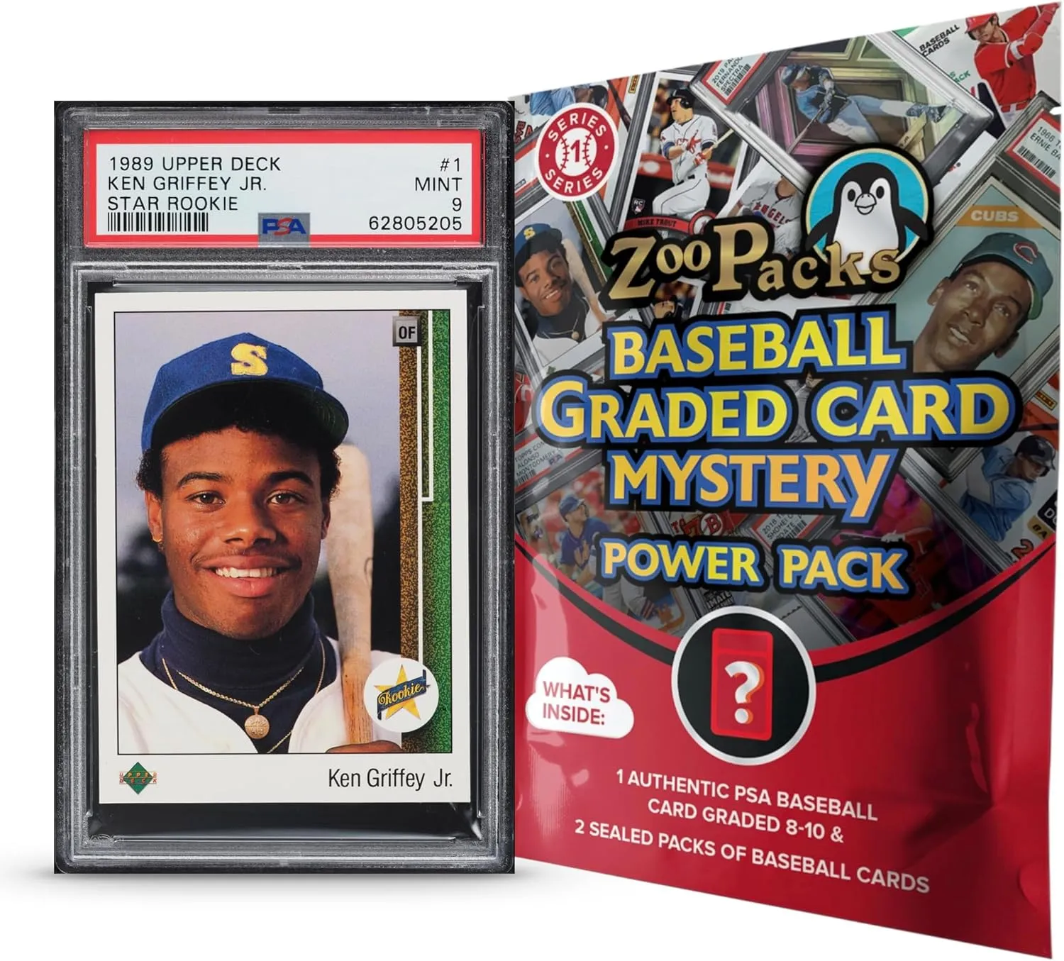 Ken Griffey Jr. PSA Graded Card Mystery Power Pack - 1 PSA Ken Griffey Jr. Card and 2 Packs of Cards Per Pack - Amazon Exclusive