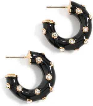 Kenneth Jay Lane Women's Crystal Dots Enamel Hoop Pierced Earrings