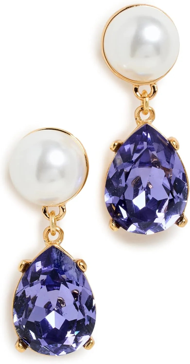 Kenneth Jay Lane Women's Pearl and Crystal Teardrop Post Earrings