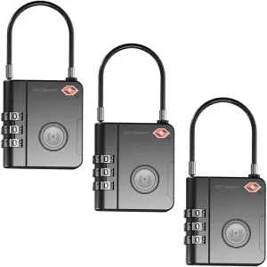 KeySmart SmartLock Tracking Luggage Locks TSA Approved - Compatible with Apple Find My App, Bluetooth GPS Tracker, Water Resistant, Lock Your Suitcases and Keep Track of It (3 Pack)