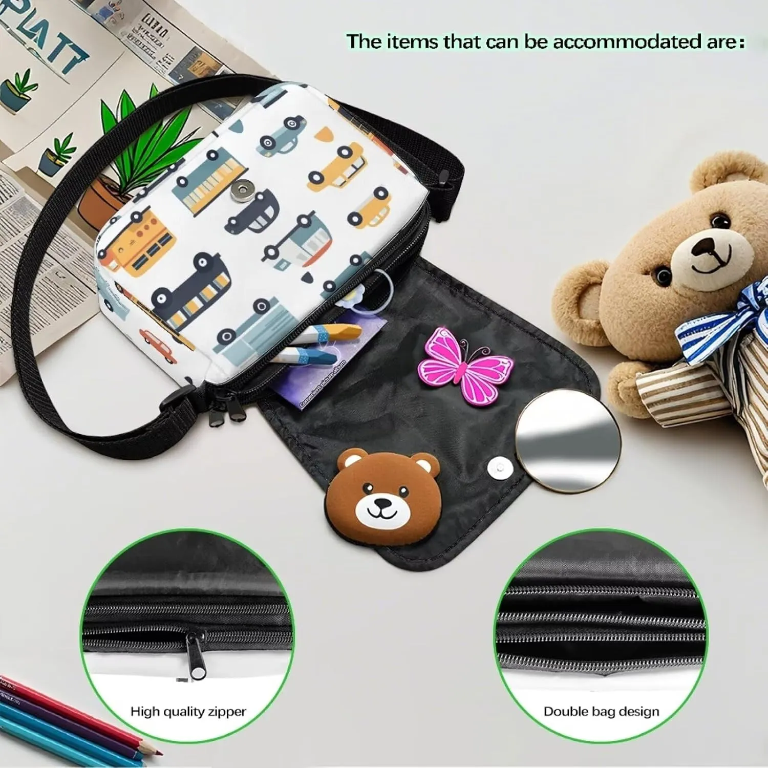 Kids Flap Crossbody Bag with Adjustable Strap for Daily Use