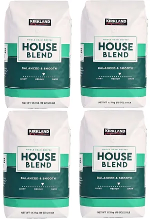 Kirkland Signature Starbucks Bean Coffee Medium Roast House Blend (4 Bags)