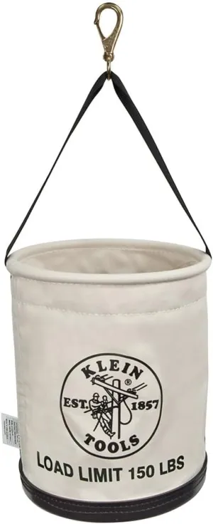 Klein Tools 5109SLR Canvas Bucket, All-Purpose Tool Bucket with Plastic Bottom with Drain Holes, Load Rated Up to 150-Pounds