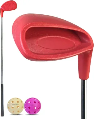 KOFULL Golf Club with Oversize Club Plastic Head for Golf Game with Buckets, Golf Set with Balls, Steel Shaft Club for Backyard Yard, for Adults Outdoor, Hit Plastic Foam Balls